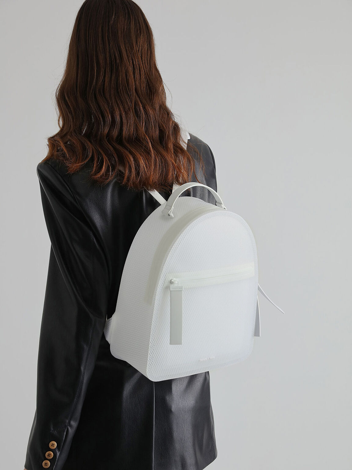 Front Zip Backpack - White