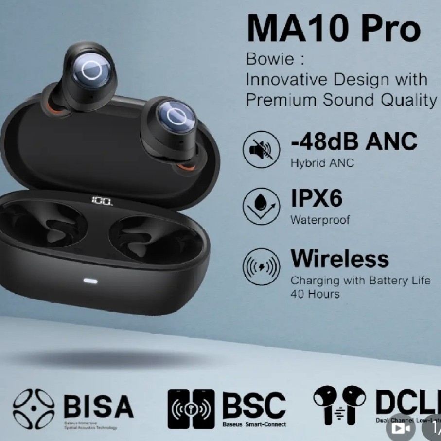 Baseus MA10 Pro TWS Earbuds Bluetooth 5.3 IPX6 Waterproof True Wireless Earphones 0.038s Low Latency for Game Wireless Charging