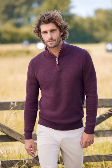 Cotton Premium Zip Neck Jumper